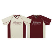 Contrast Patchwork Letter T-Shirt for Men - Summer Loose Fit