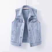 Loose-Fit Denim Waistcoat Top for Women