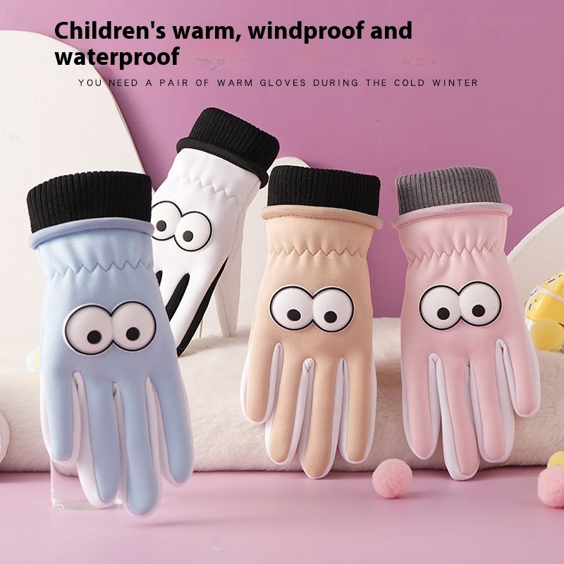 Kids' Winter Cycling Gloves - Cold-Proof, Anti-Slip, Cartoon Design