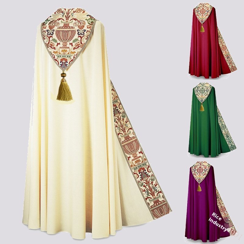 Beige Red Purple Green Cloak Stage Performance Costume