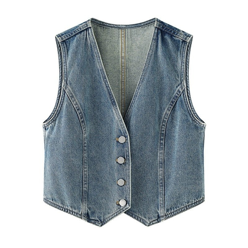 Women's Denim Blue Casual Short Coat