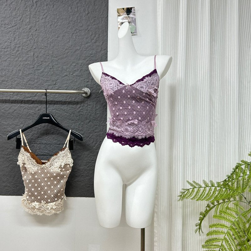 Polka Dot Lace Sling Camis