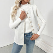 Elegant Women's Solid Color Cardigan Vest Coat