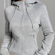 Slim Fit Zip Hooded Cardigan Jacket for Women