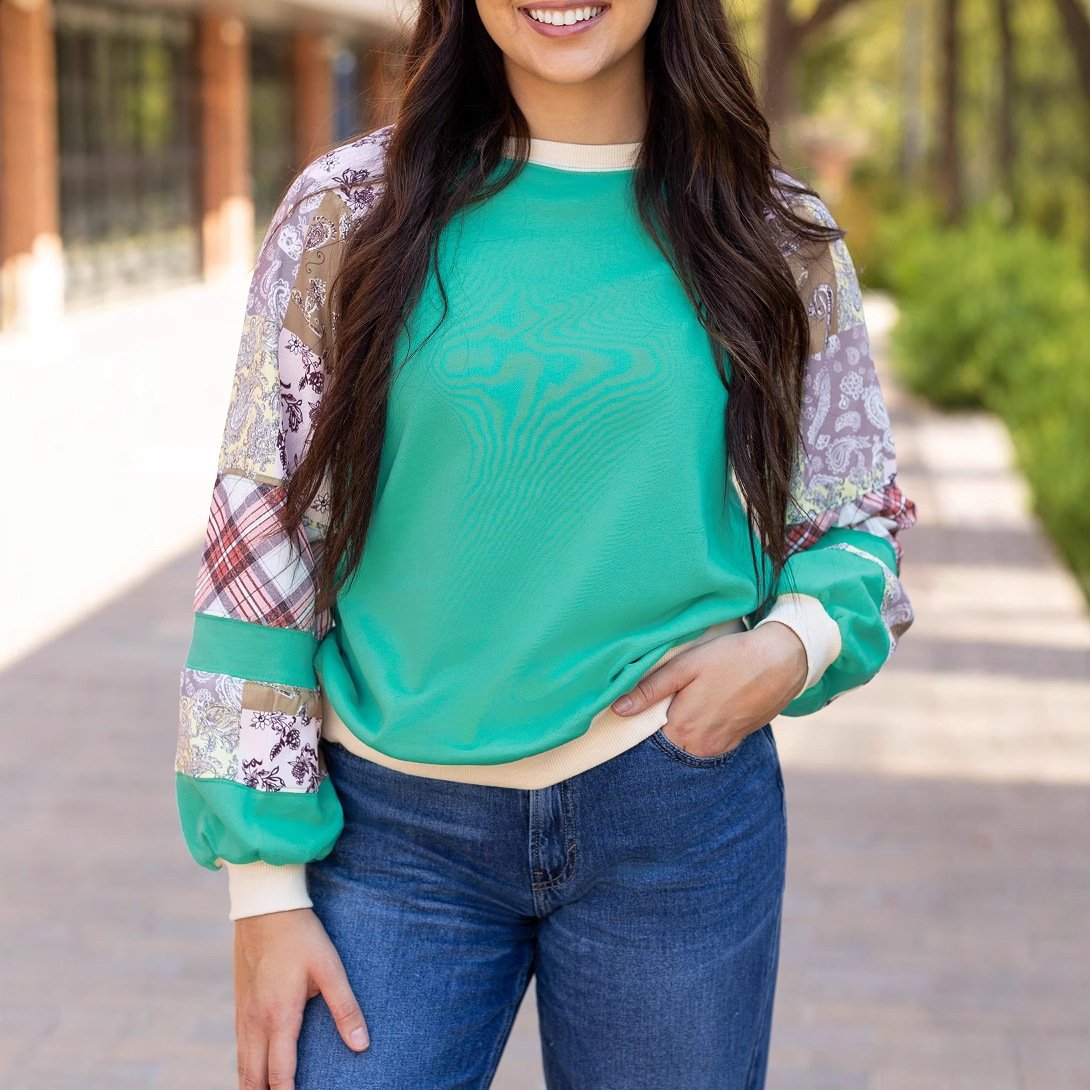 Casual Floral Sweater for Women Loose Fit Pullover