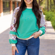 Casual Floral Sweater for Women Loose Fit Pullover