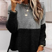 Cozy Patchwork Velvet Sweatshirt for Women