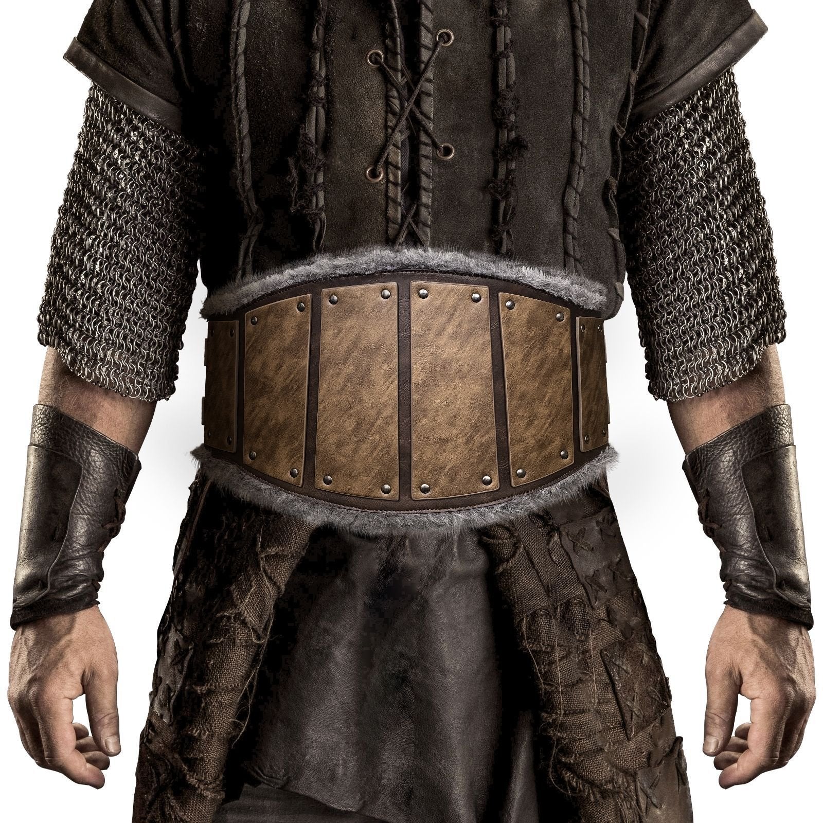 Retro Medieval Frayed Leather Waist Seal Belt