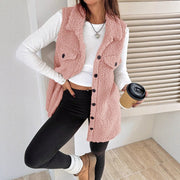 Soft Apricot Plush Vest Cardigan