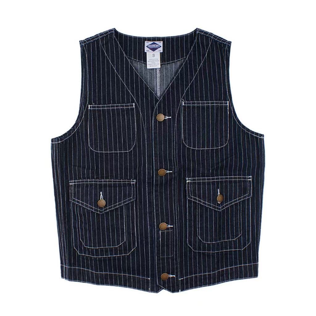 Retro-Style Striped Denim Overalls Vest for Men and Women