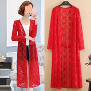 Long Sleeve Plus Size Lace Shawl Trench Coat