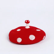 Cozy Red Wool Felt Beret for Women