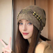 Tie-Dyed Tassel Beaded Beanie Hat - Boho Chic Style