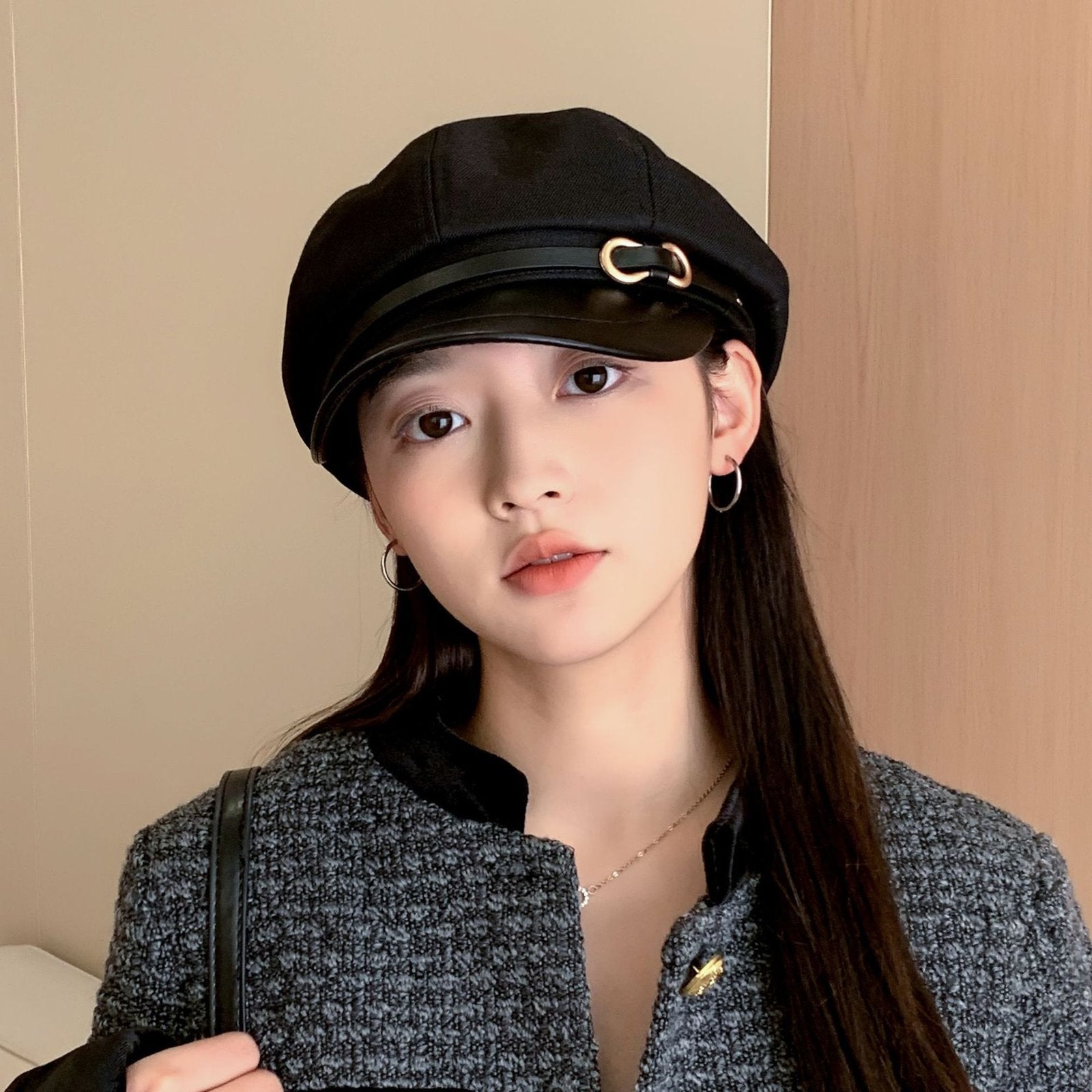 Casual Leather Brim Hat for Women
