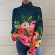 Women's 3D Color Matching Turtleneck Sweater