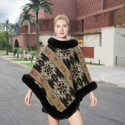 Warm Knitted Geometry Cape for Women