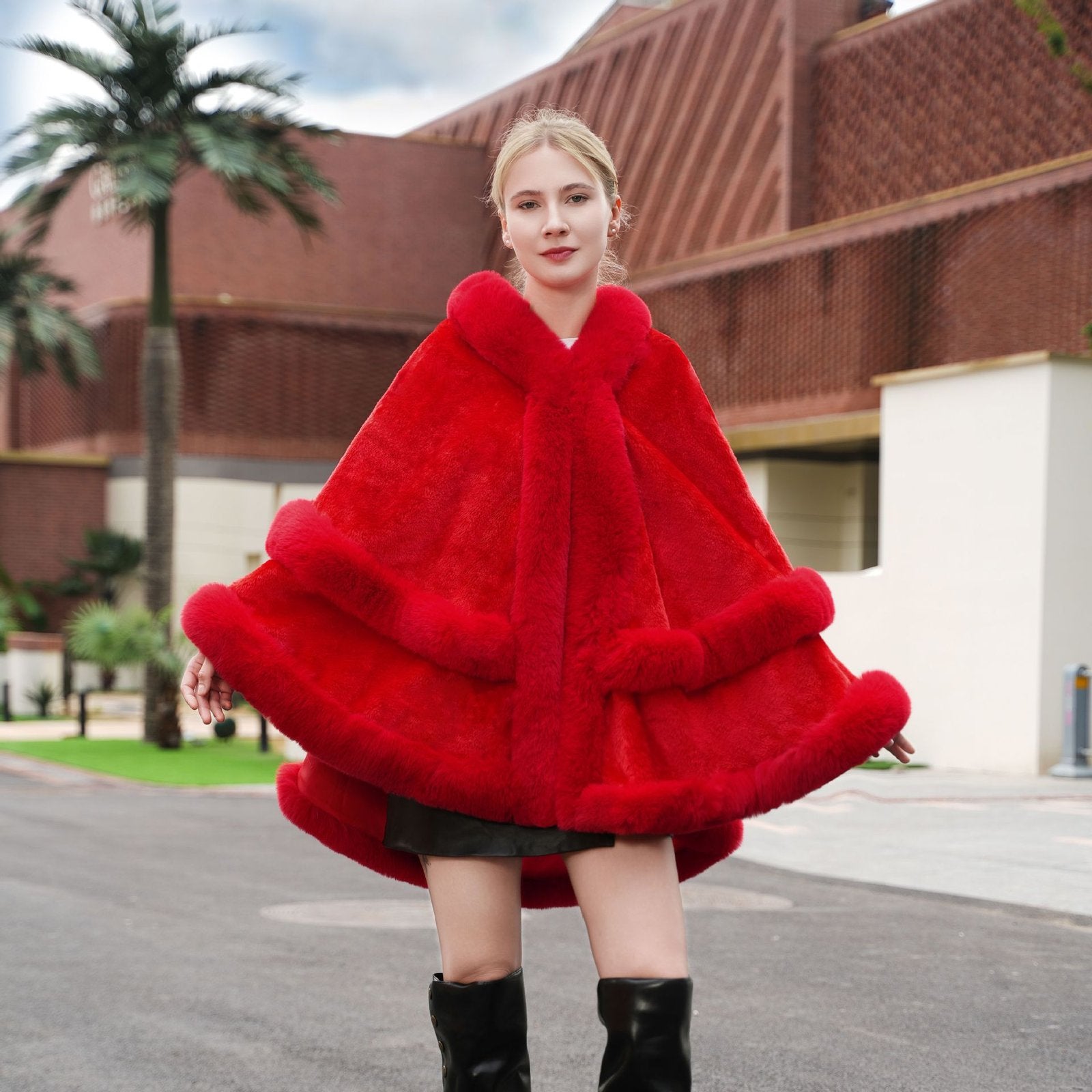 Warm Red Cheongsam Shawl for Women