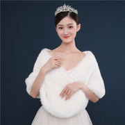 Warm White Fur Shawl for Women
