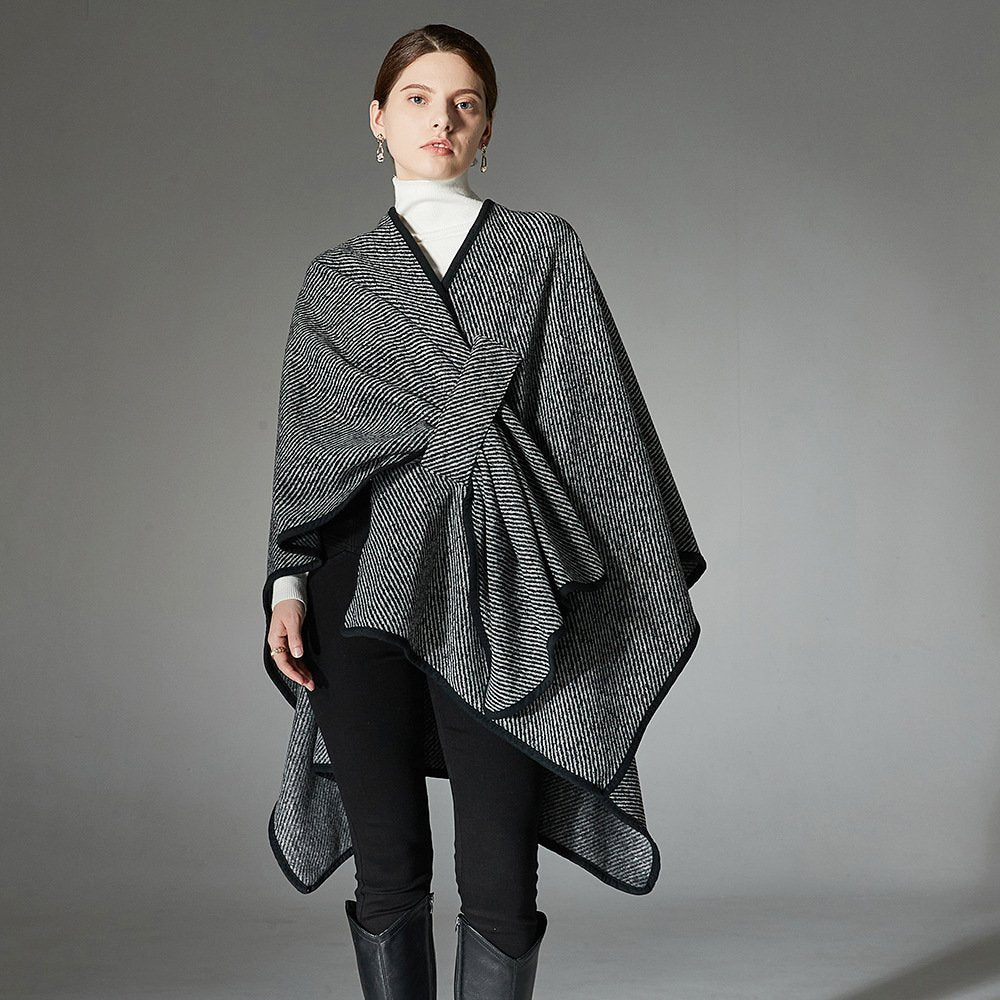Warm Striped Shawl Wrap