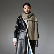 Double-Sided Tassel Coffee Scarf for Winter