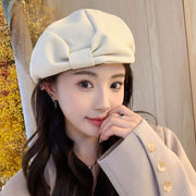 Warm Bow Beret Hat