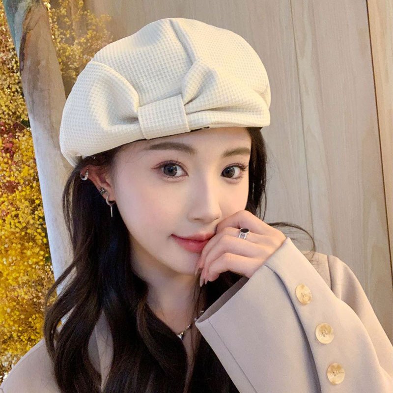 Warm Bow Beret Hat