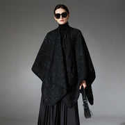 Warm Black Wool Shawl for Women