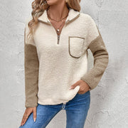 Cozy Velvet Sweater for Women - Warm Long Sleeve Stand Collar