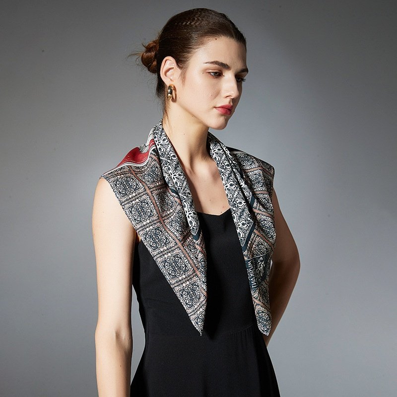 Square Duplex Printing Silk Scarf for Women