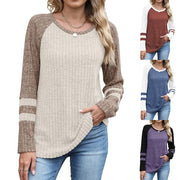 Contrast Color Long Sleeve Sweater for Women