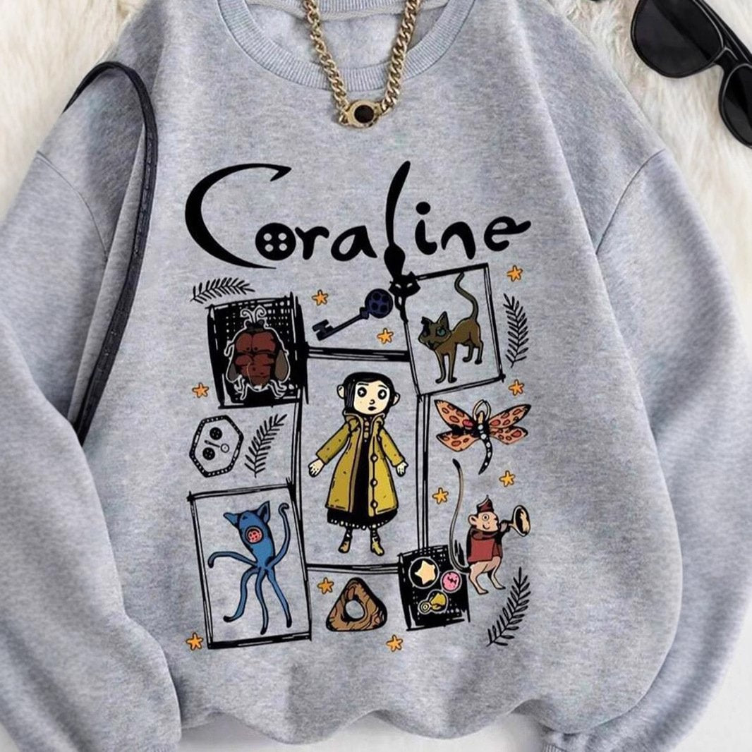 Light Gray Cartoon Sweater for Women