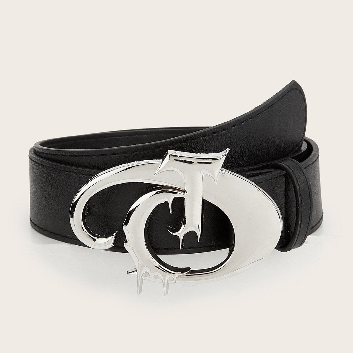 Elegant Black Belt with Skull Buckle