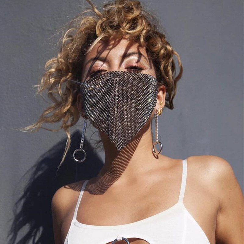 Rhinestone Face Mask for Women