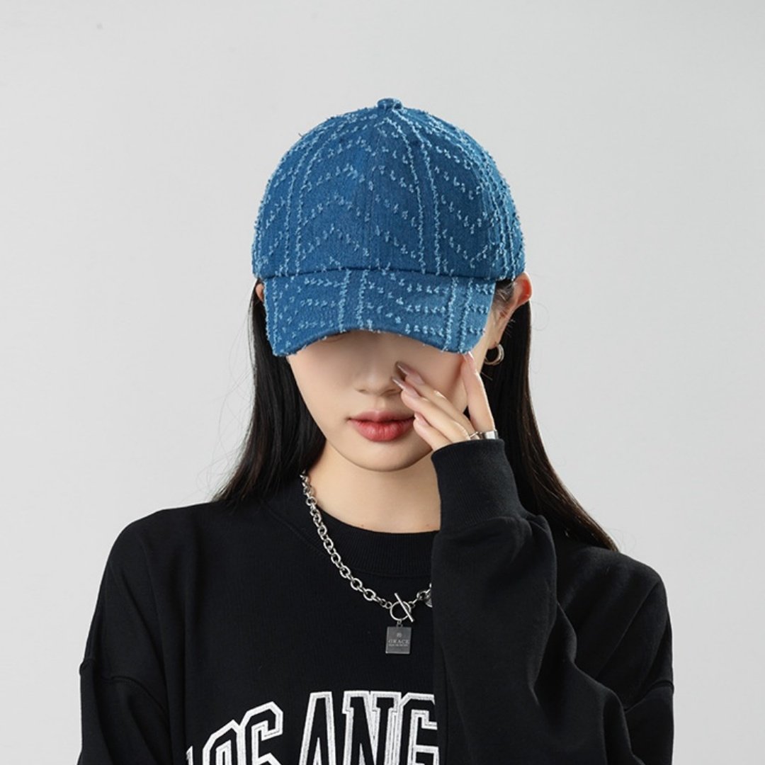 Dark Blue Denim Peaked Cap for Women