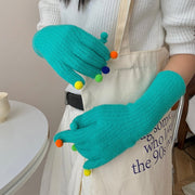 Warm Colorful Plush Cycling Gloves for Women