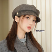 Retro Beige Peaked Cap Beret for Women