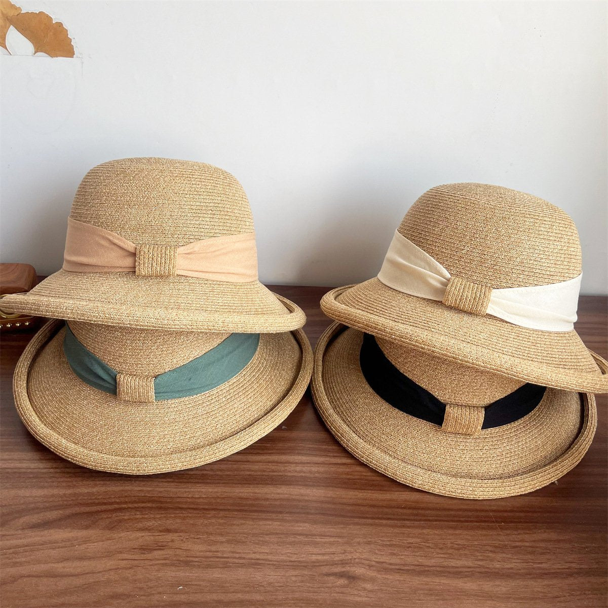 French Straw Sun Protection Bow Hat for Women
