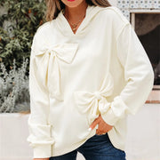 Cozy White Hoodie with Cute Bow Detail