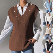 Pearl Beaded Woven Sweater Vest for Women