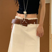 Elegant Wide PU Leather Belt for Women