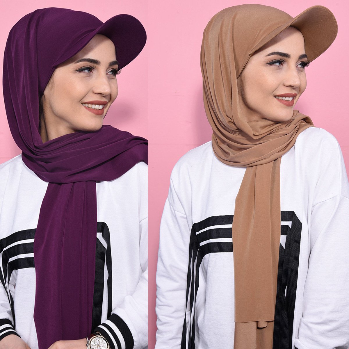 Women's Solid Color Scarf Hat for Muslim