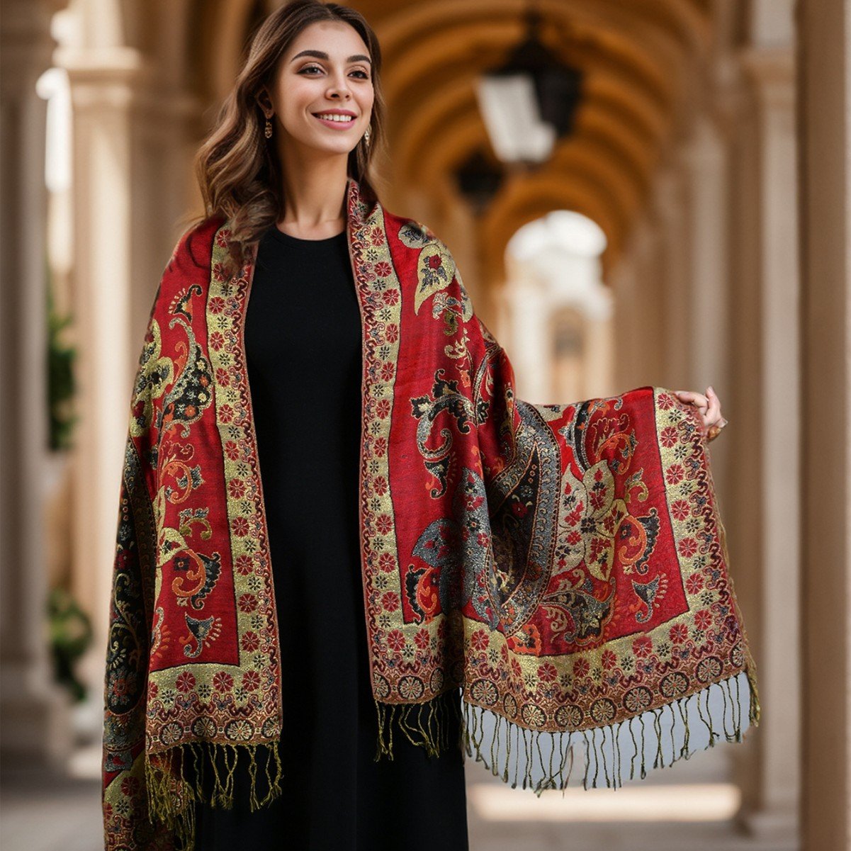 Tassel Scarf with Cashew Pattern - Perfect Street Style Accessory