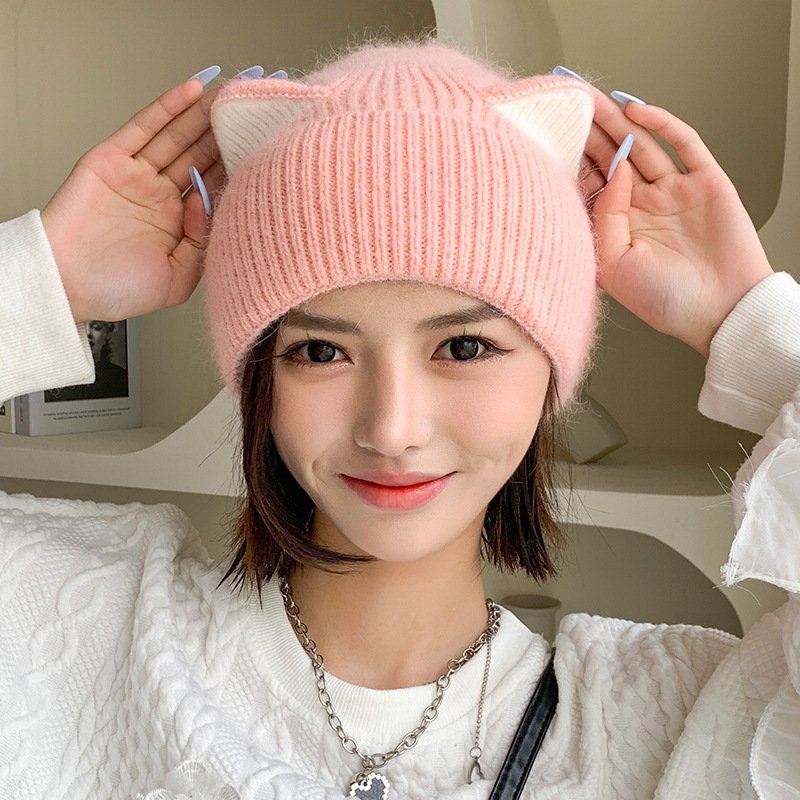 Warm Women's Korean Style Cat Ears Knitted Hat