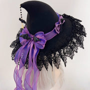 Gothic Lolita Witch Hat - Wine Red to Dark Blue Bows