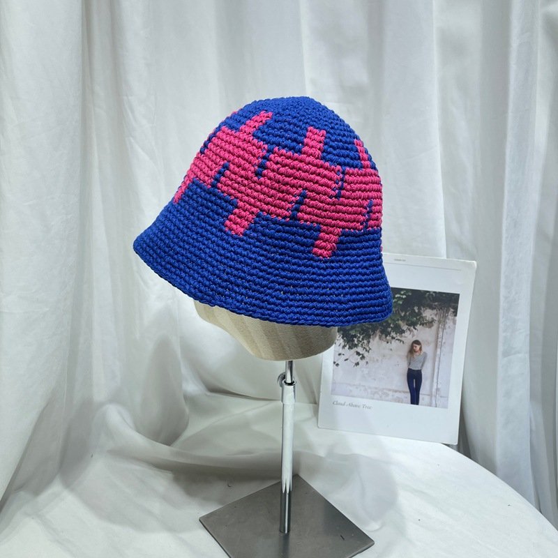 Contrast Color Cotton Bucket Hat for Women