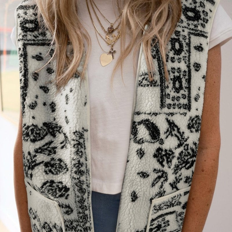 Beige Paisley Pocket Camisole Jacket