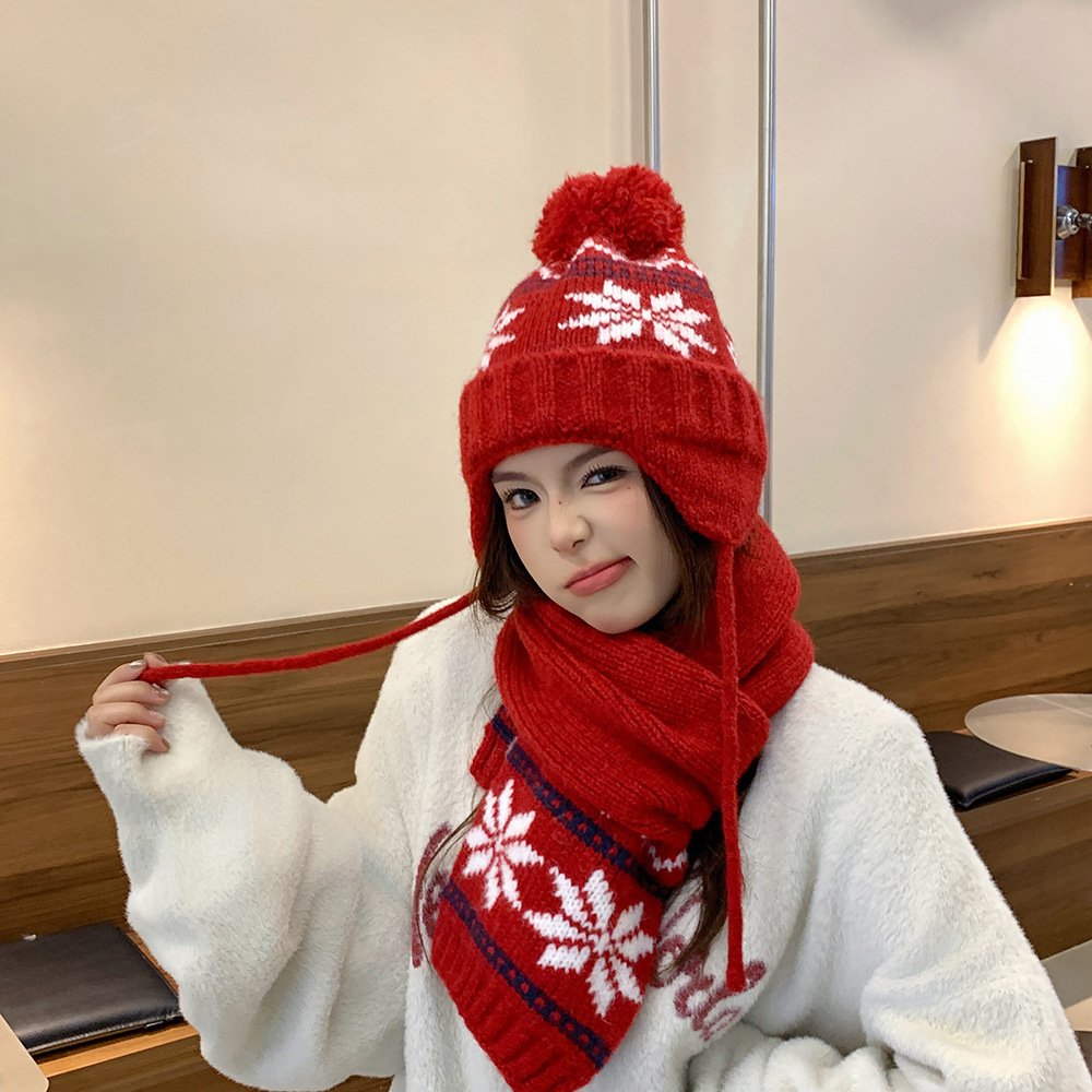 Winter Warm Fur Ear Protection Hat & Scarf Set