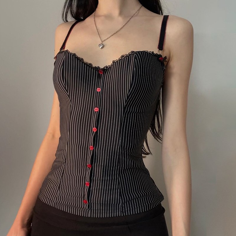 Sexy Stripe Waist Suspenders Top for Women
