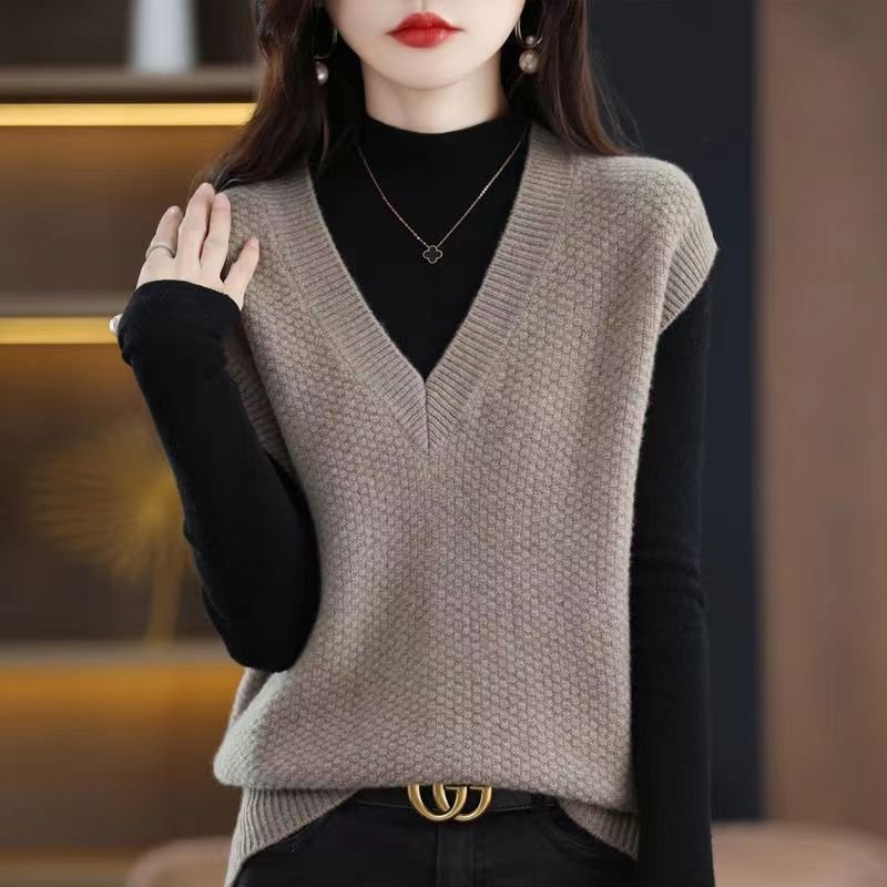 Sleeveless V-Neck Pullover Sweater Vest Knitwear