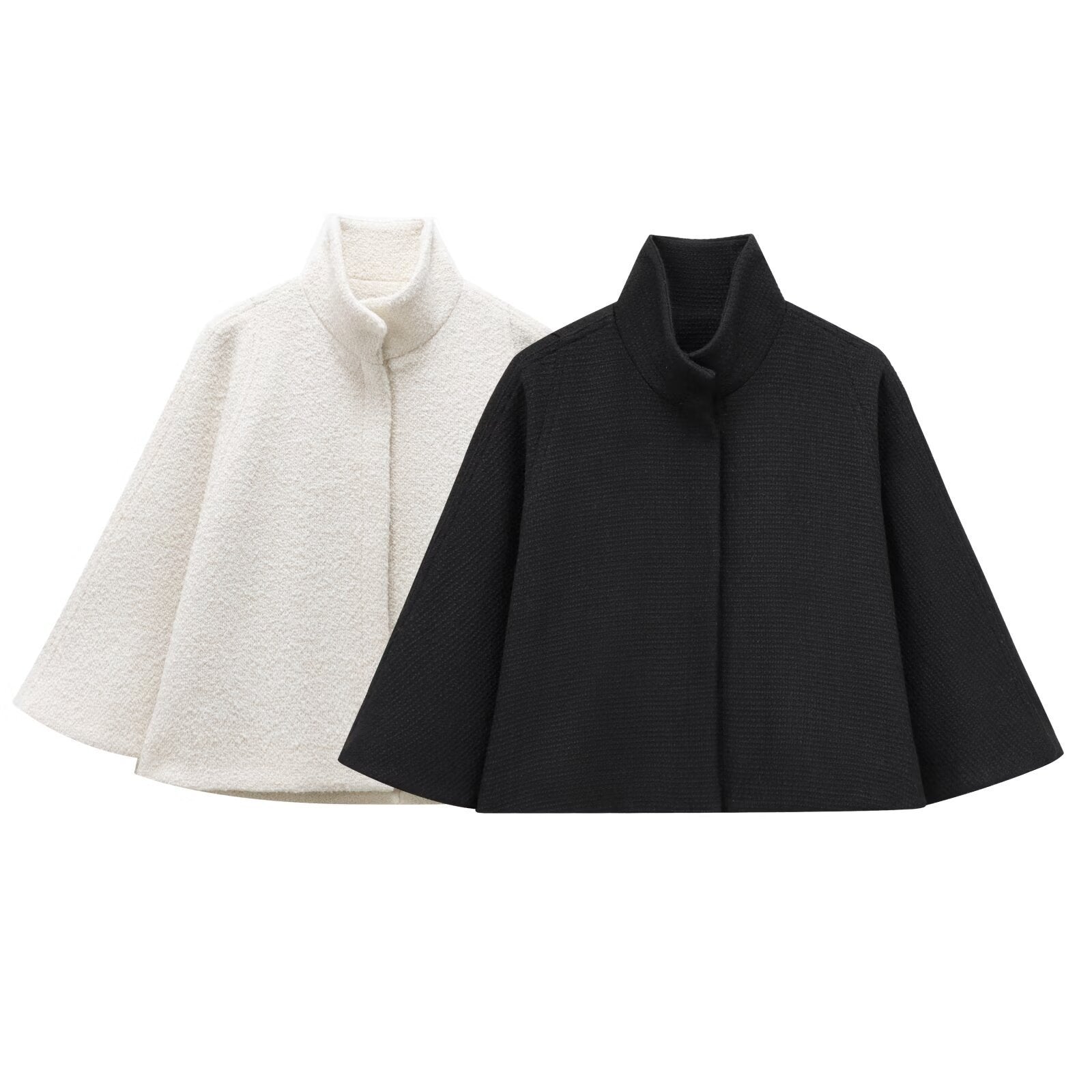 Women's Blended Cape Coat with 3D Collar